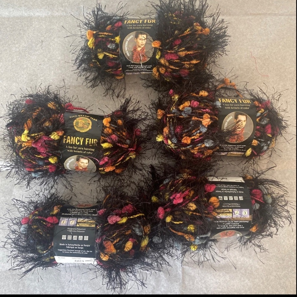 Lion Brand Fancy Fun Sunrise Color Yarn Skeins - Lot of 5 NOS